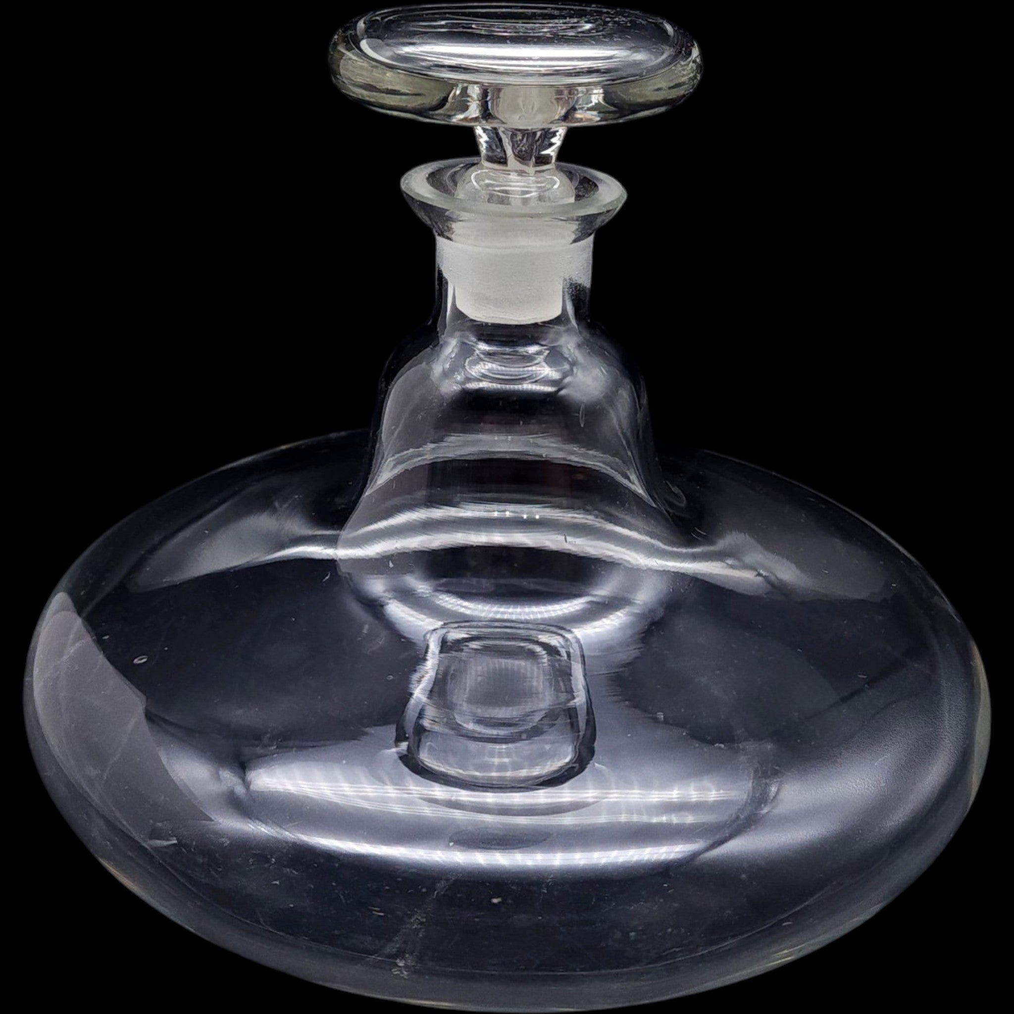 Vintage Clear Glass Ships Decanter with Ground Glass Stopper