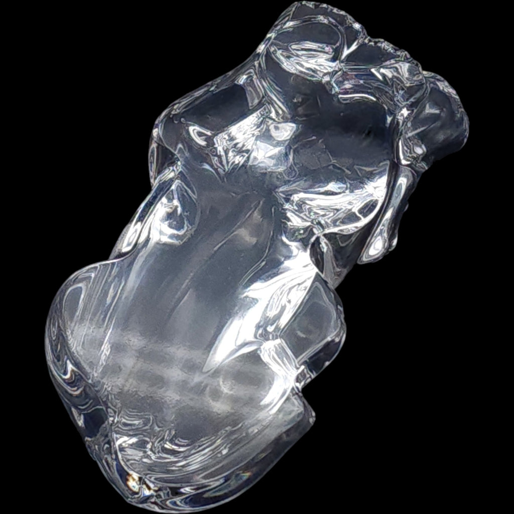 Vintage Clear Glass Sleeping Dog Figurine Sculpture