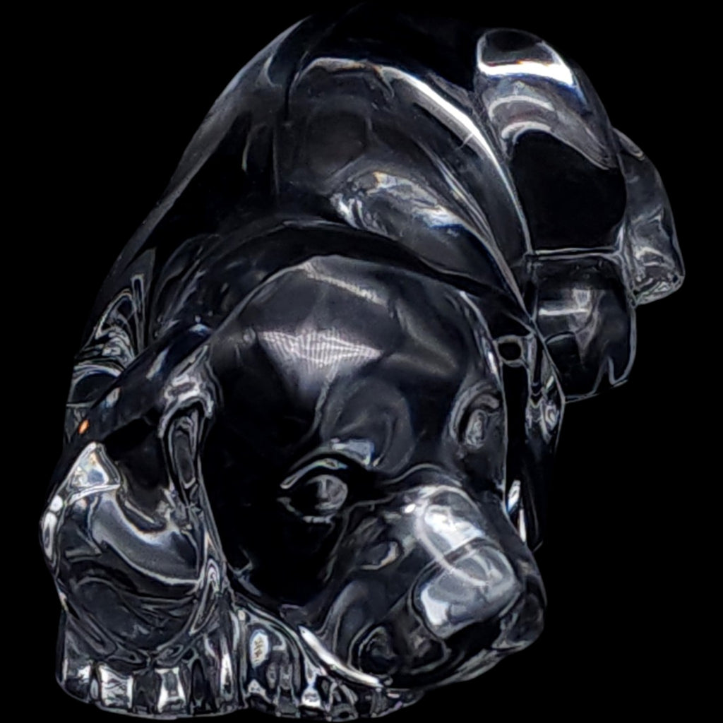 Vintage Clear Glass Sleeping Dog Figurine Sculpture