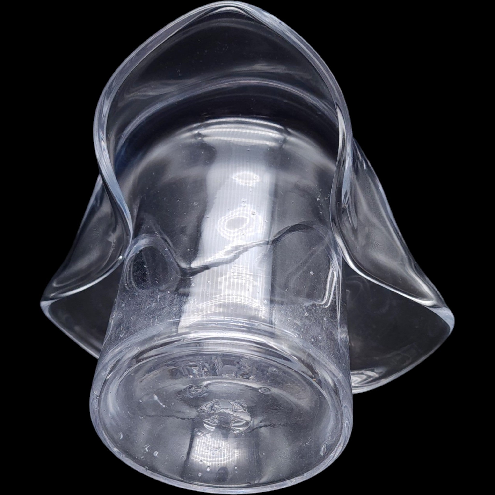 Vintage Clear Hand-Blown Glass Top Hat Vase & Planter