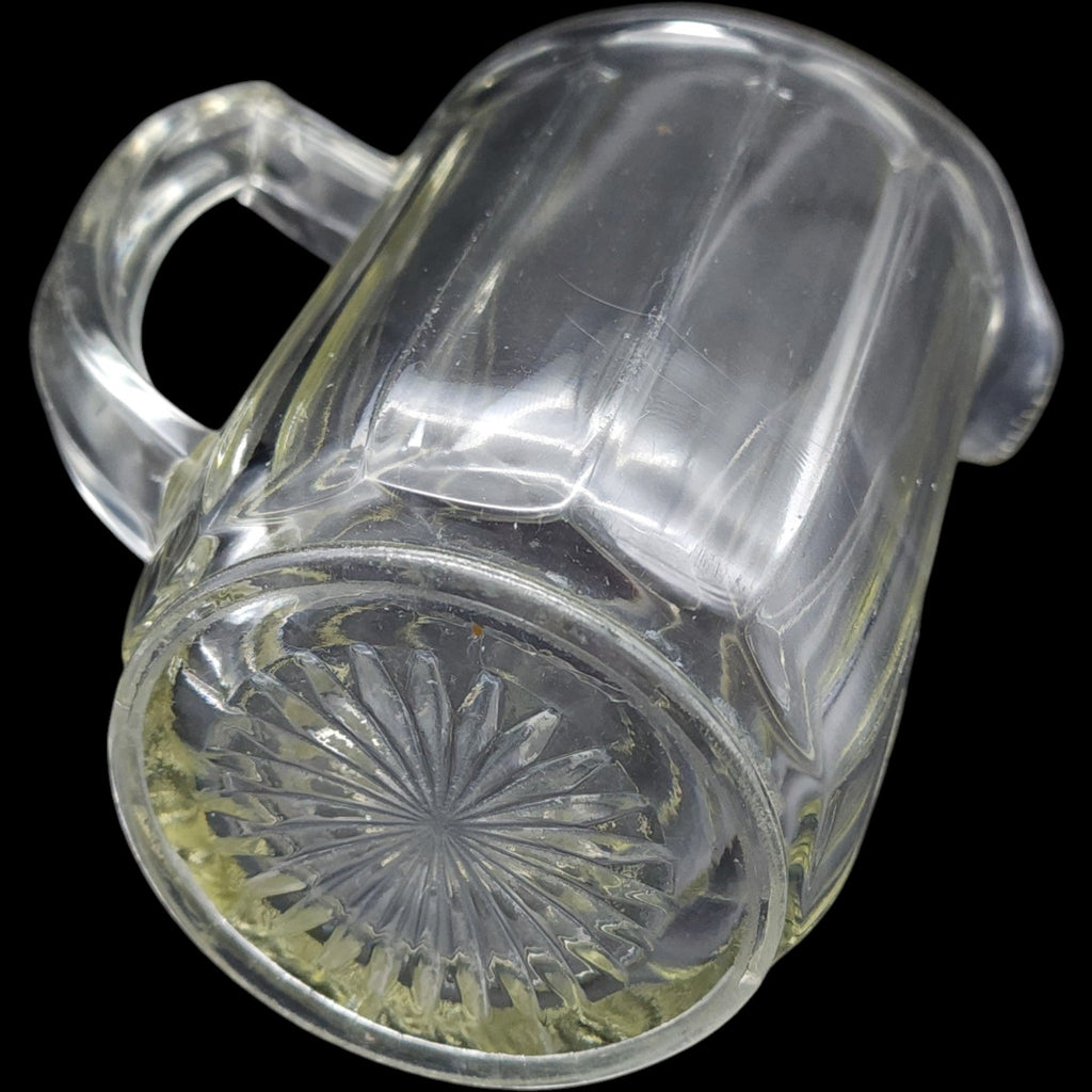 Vintage Clear Panel Glass Beverage Pitcher Starburst Base