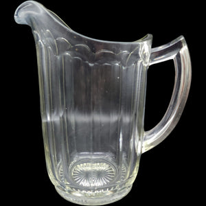 Vintage Clear Panel Glass Beverage Pitcher Starburst Base