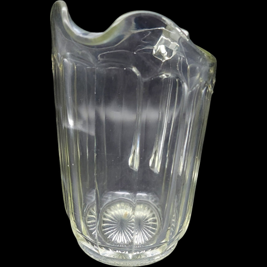 Vintage Clear Panel Glass Beverage Pitcher Starburst Base