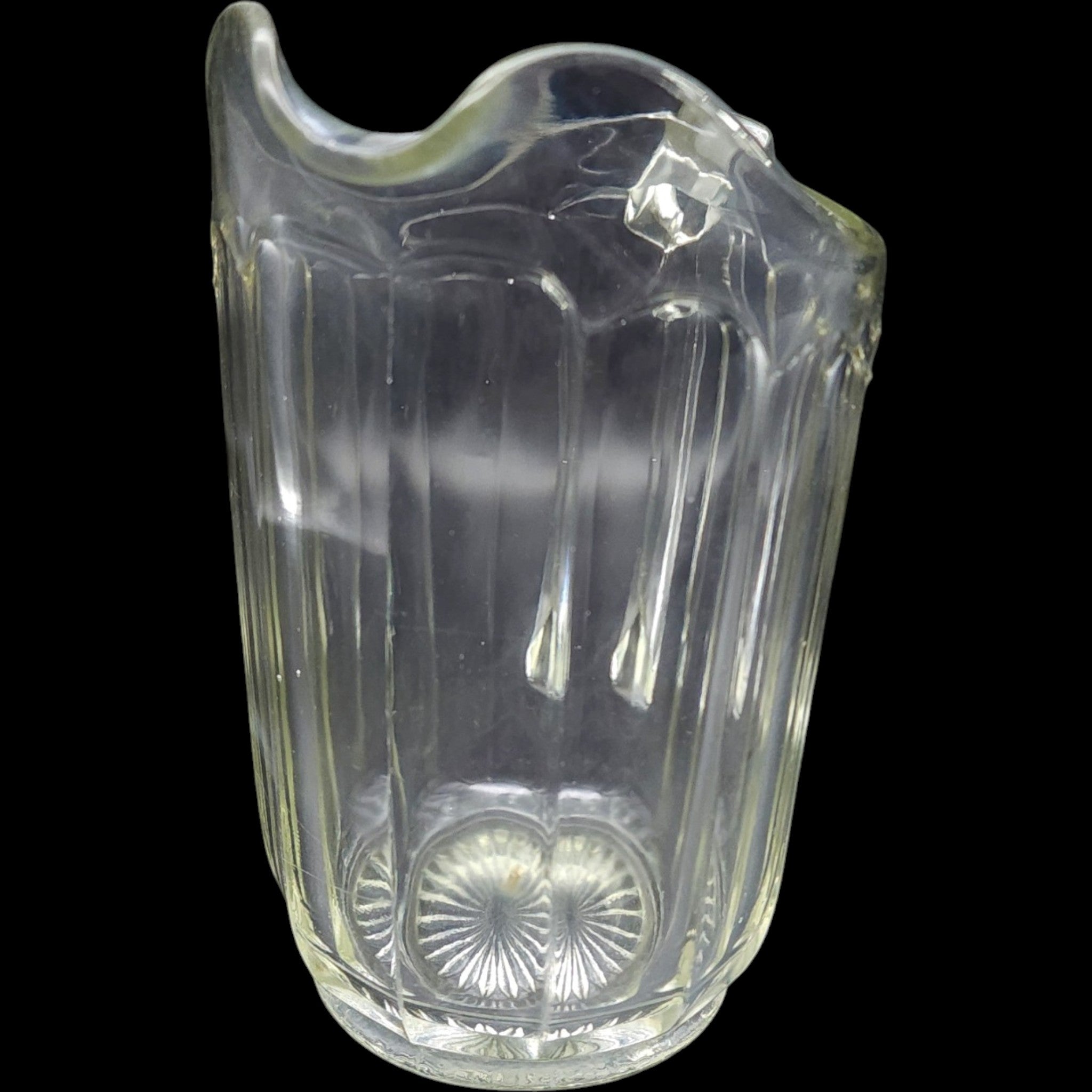 Vintage Clear Panel Glass Beverage Pitcher Starburst Base