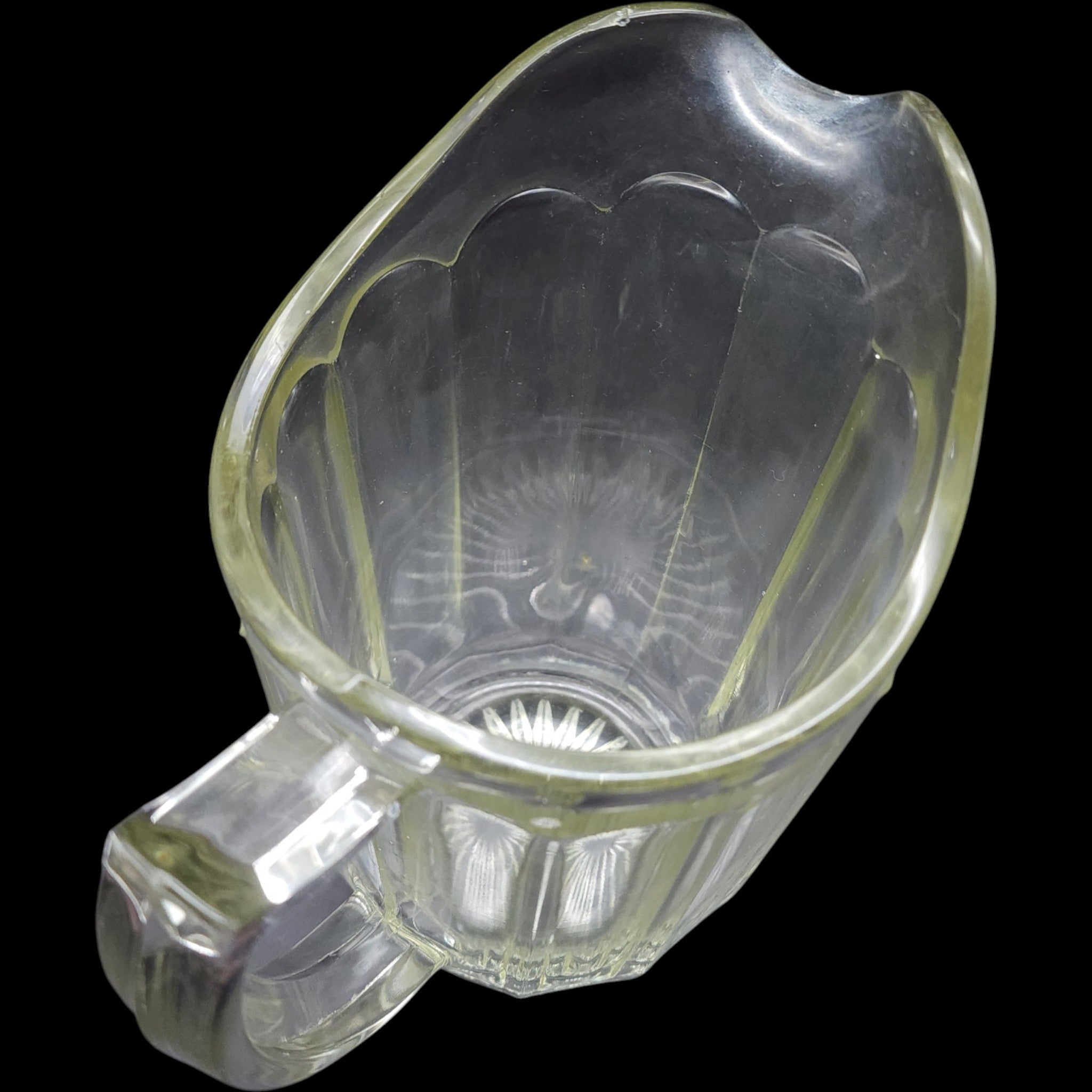 Vintage Clear Panel Glass Beverage Pitcher Starburst Base
