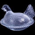 Vintage Indiana Clear Pressed Glass Hen on Nest Covered Dish