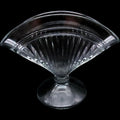 Vintage Clear Pressed Glass Pedestal Fan Vase, Ribbed Art Deco Style