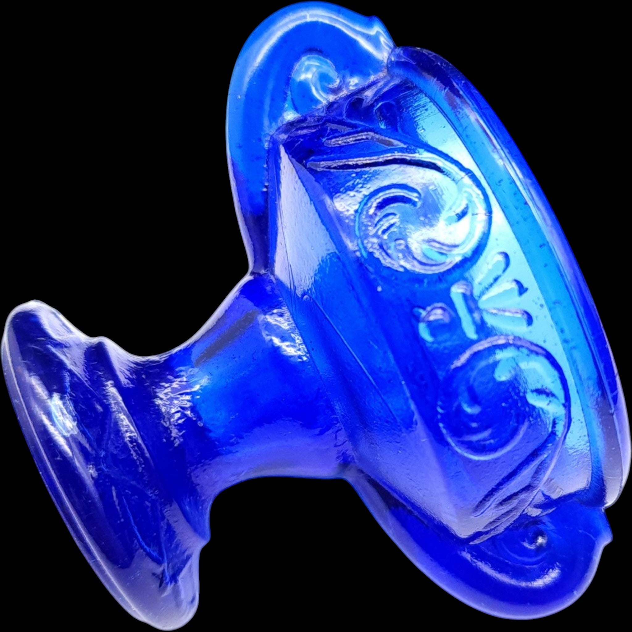 Antique Cobalt Blue Glass Pedestal Urn Open Salt Cellar Dip Dish