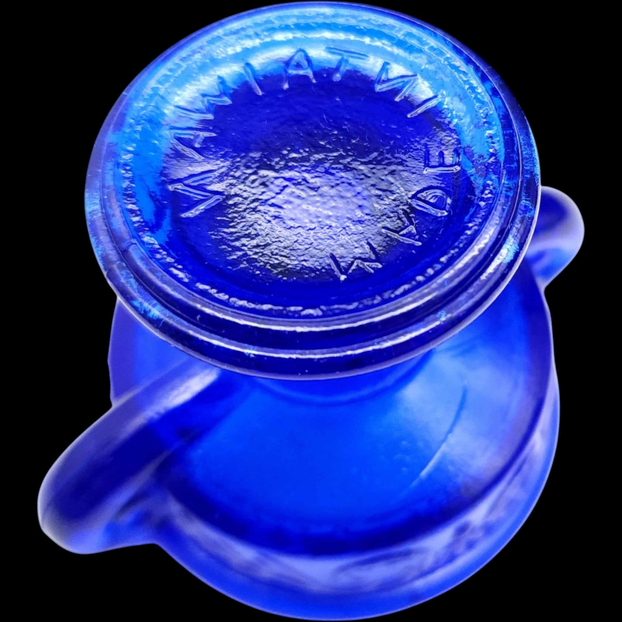 Antique Cobalt Blue Glass Pedestal Urn Open Salt Cellar Dip Dish