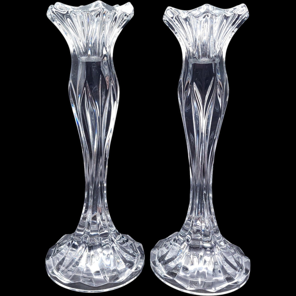 Vintage Cristal D'Arques Durand Charme Crystal Candlestick Holders Pair