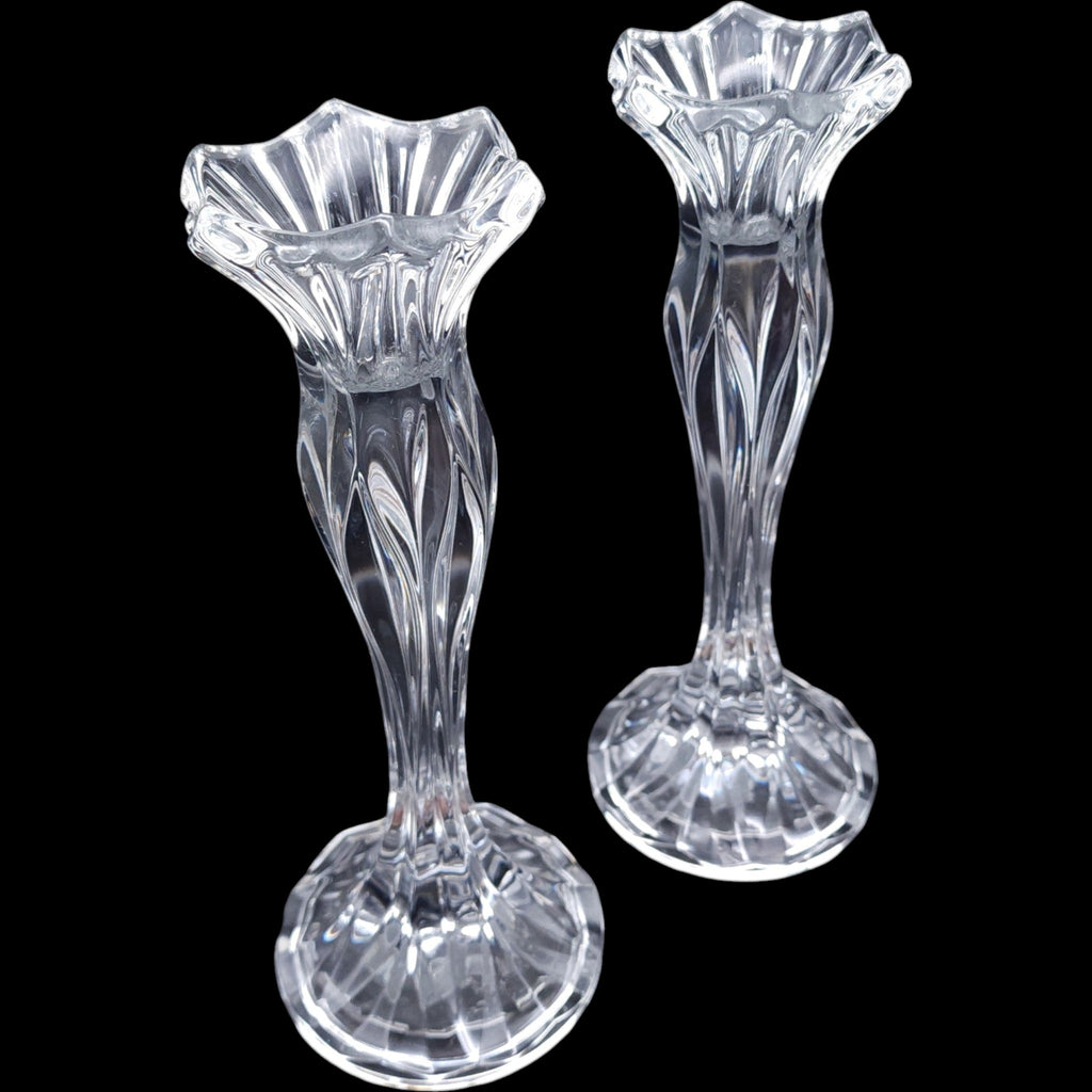 Vintage Cristal D'Arques Durand Charme Crystal Candlestick Holders Pair