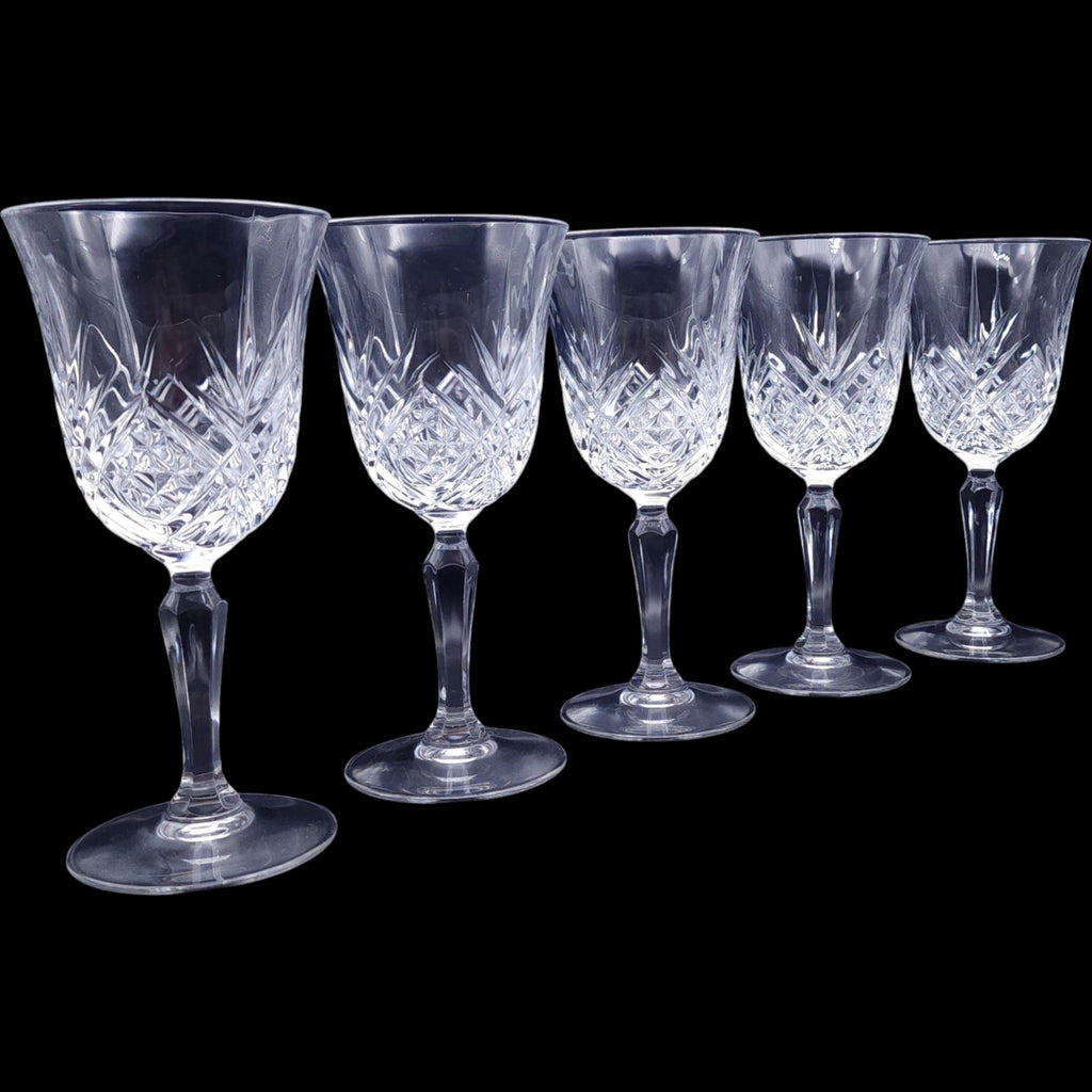 Vintage Cristal D'Arques Durand Masquerade Crystal Water Goblet Set of 5
