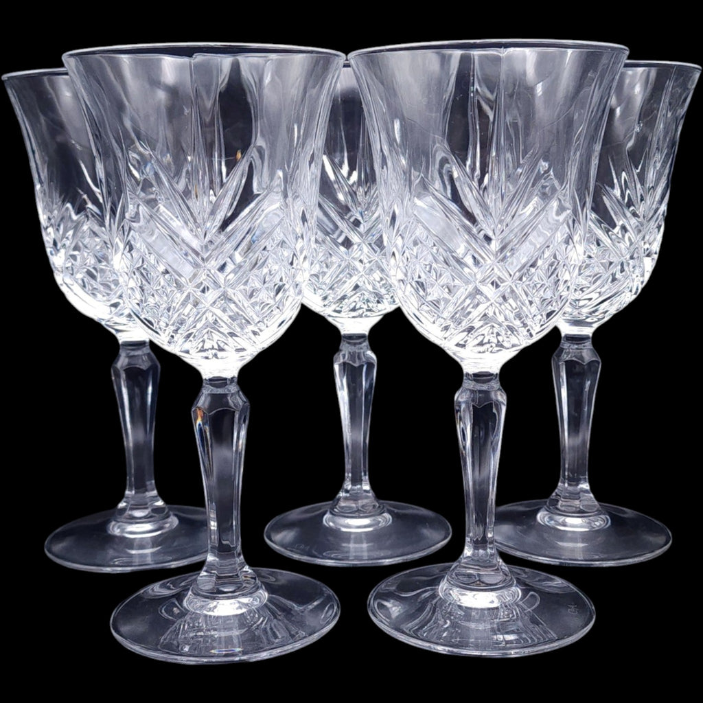 Vintage Cristal D'Arques Durand Masquerade Crystal Water Goblet Set of 5