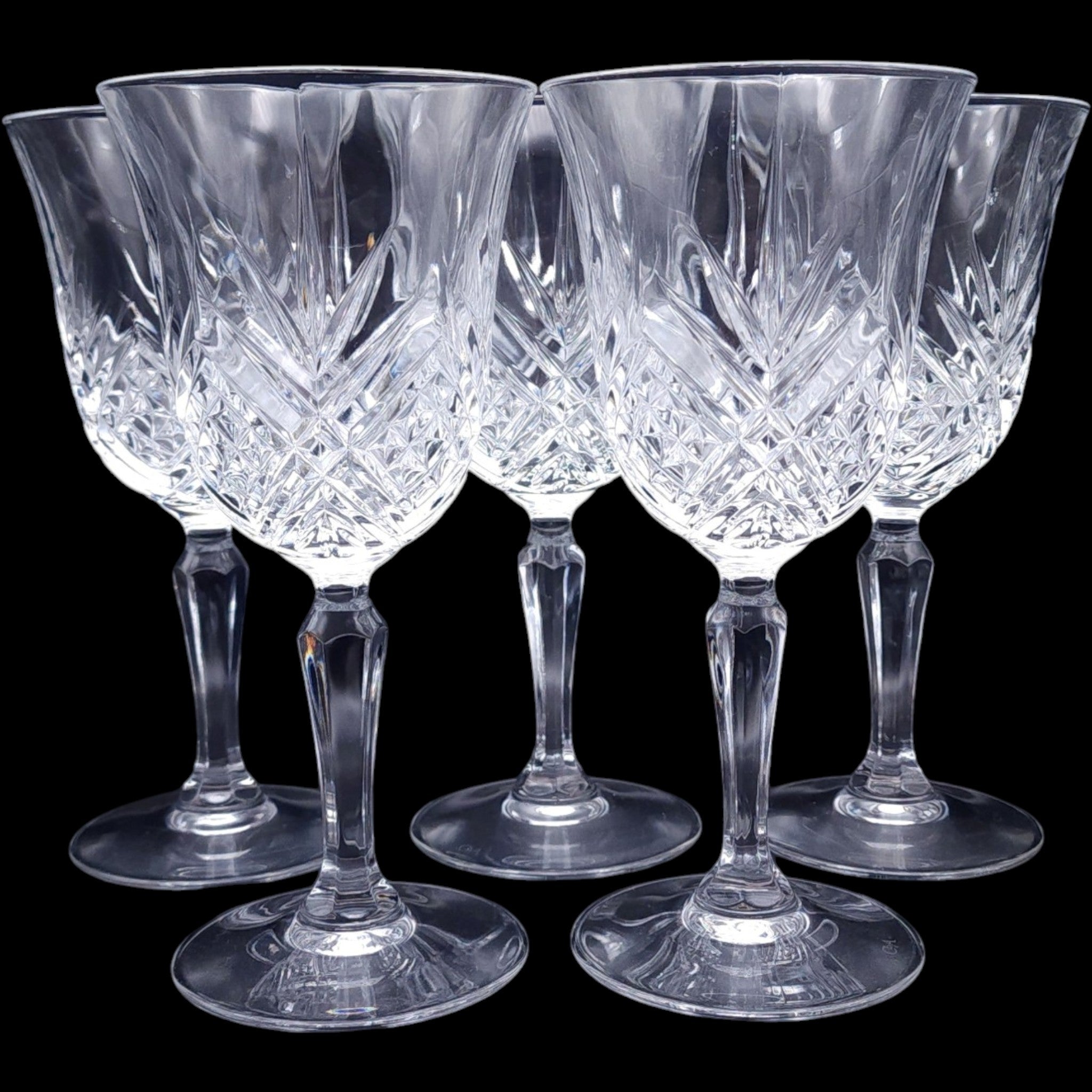 Vintage Cristal D'Arques Durand Masquerade Crystal Water Goblet Set of 5