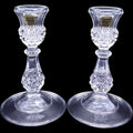 Vintage Cristal d'Arques Durand Crystal Candlestick Holders Pair Longchamp