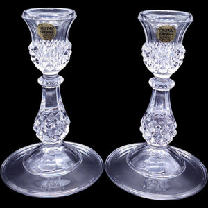 Vintage Cristal d'Arques Durand Crystal Candlestick Holders Pair Longchamp