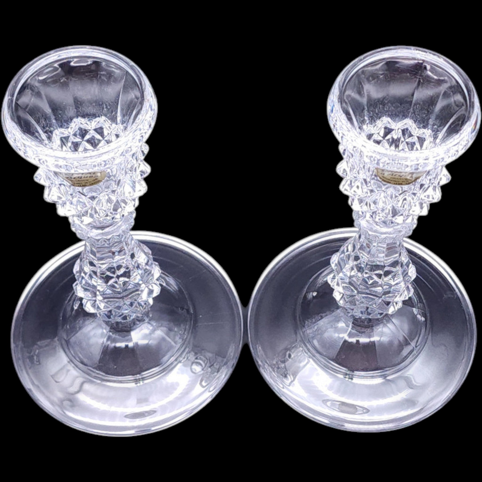 Vintage Cristal d'Arques Durand Crystal Candlestick Holders Pair Longchamp