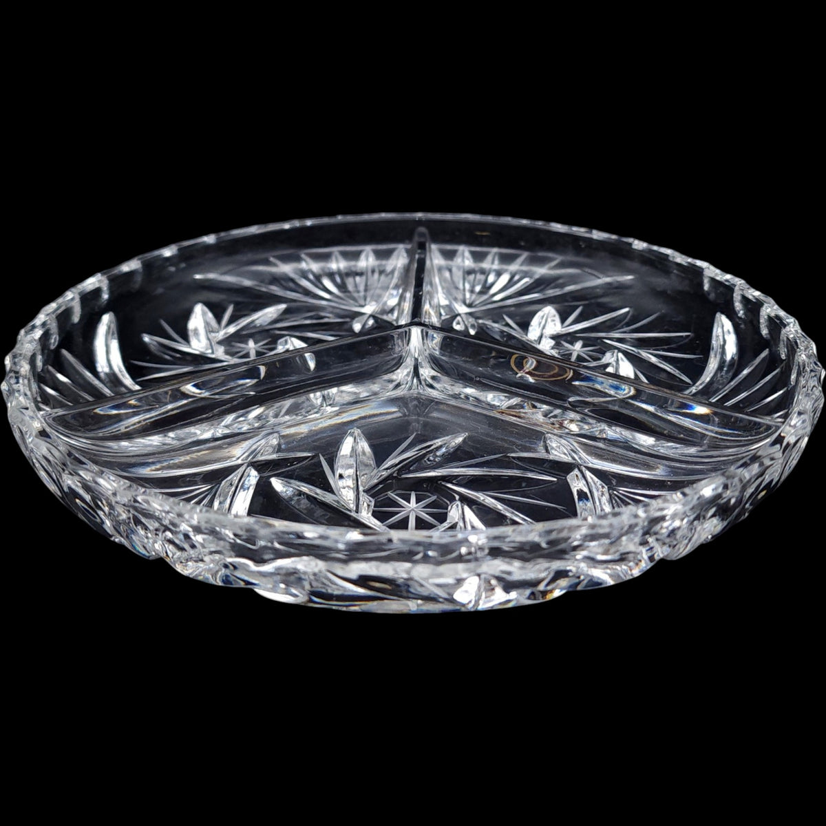 Crystal Clear 24% Lead Crystal 3-Section Divided Dish Made in Germany