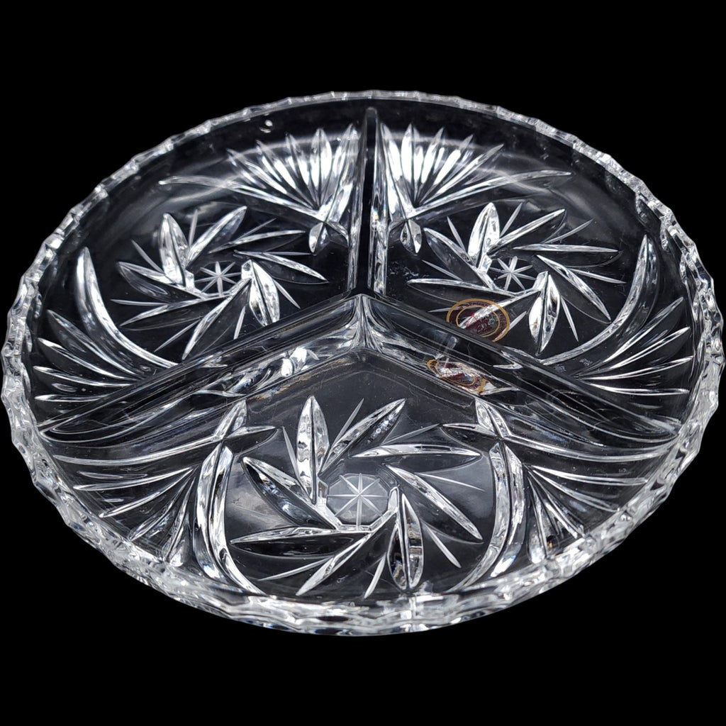 Crystal Clear 24% Lead Crystal 3-Section Divided Dish Made in Germany