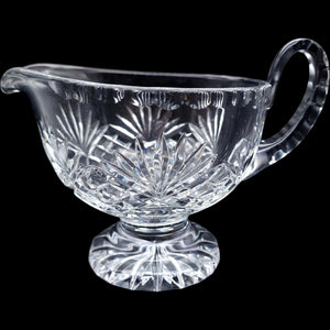 Vintage Crystal Clear Industries Cut Glass Sauce Gravy Boat