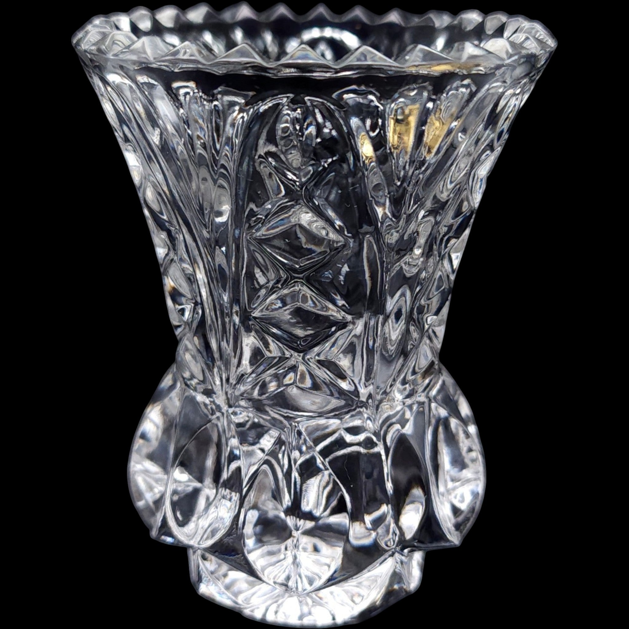 3" Vintage Crystal Zaječar 24% Lead Crystal Mini Urn Vase Yugoslavia