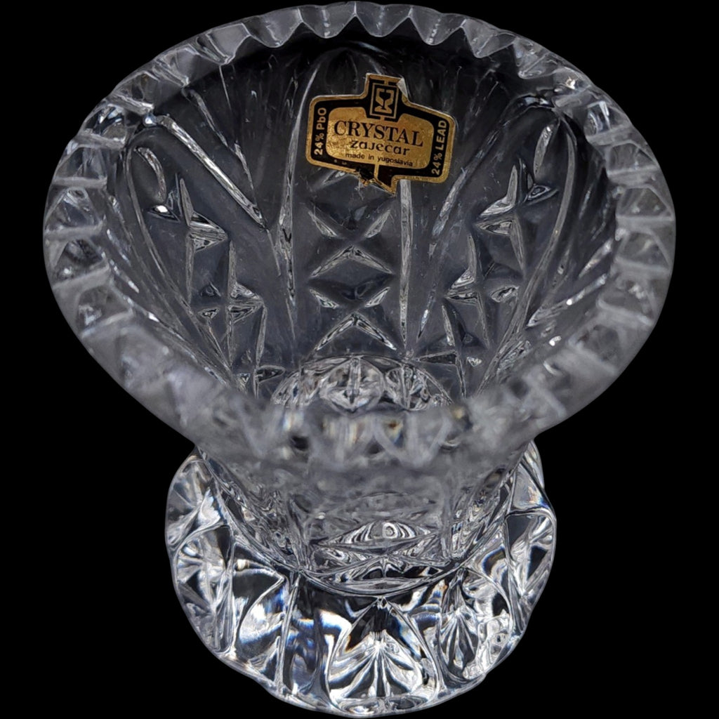 3" Vintage Crystal Zaječar 24% Lead Crystal Mini Urn Vase Yugoslavia