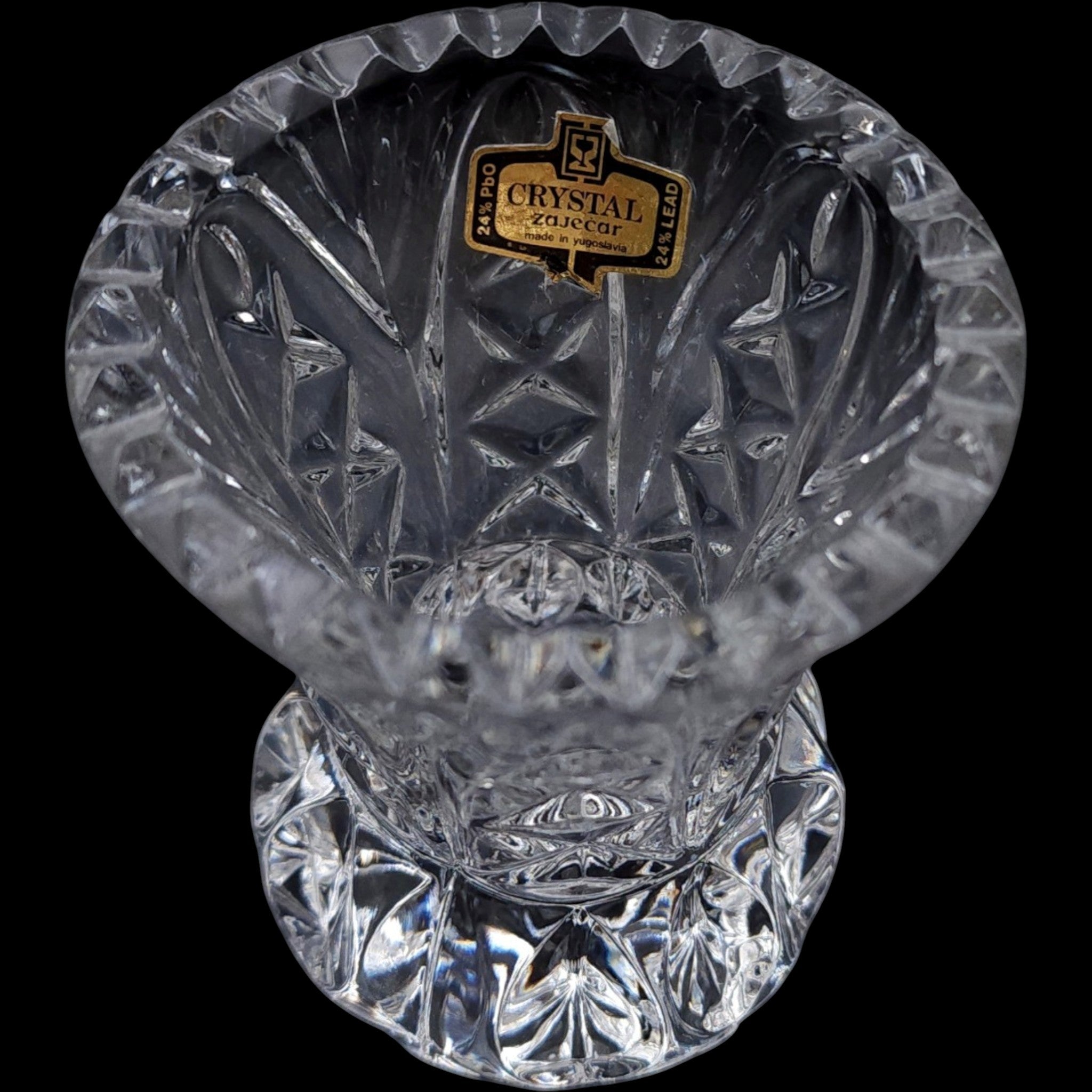 3" Vintage Crystal Zaječar 24% Lead Crystal Mini Urn Vase Yugoslavia