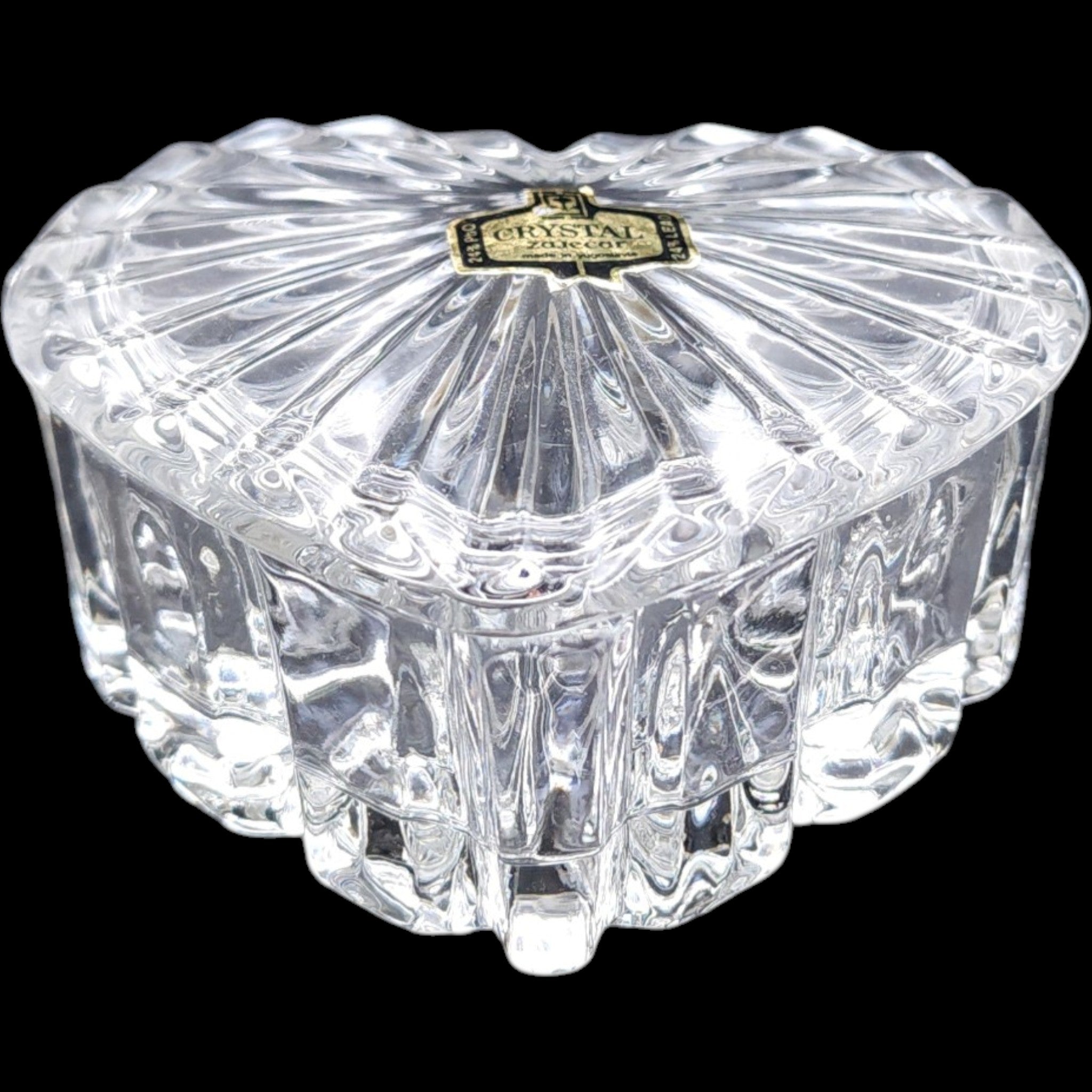 Princess House Crystal Zajecar Heart-Shaped Lidded Lead Crystal Trinket Jewelry Box