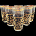 Vintage Culver Toledo 22kt Gold & Black Highball Glasses Set of 6