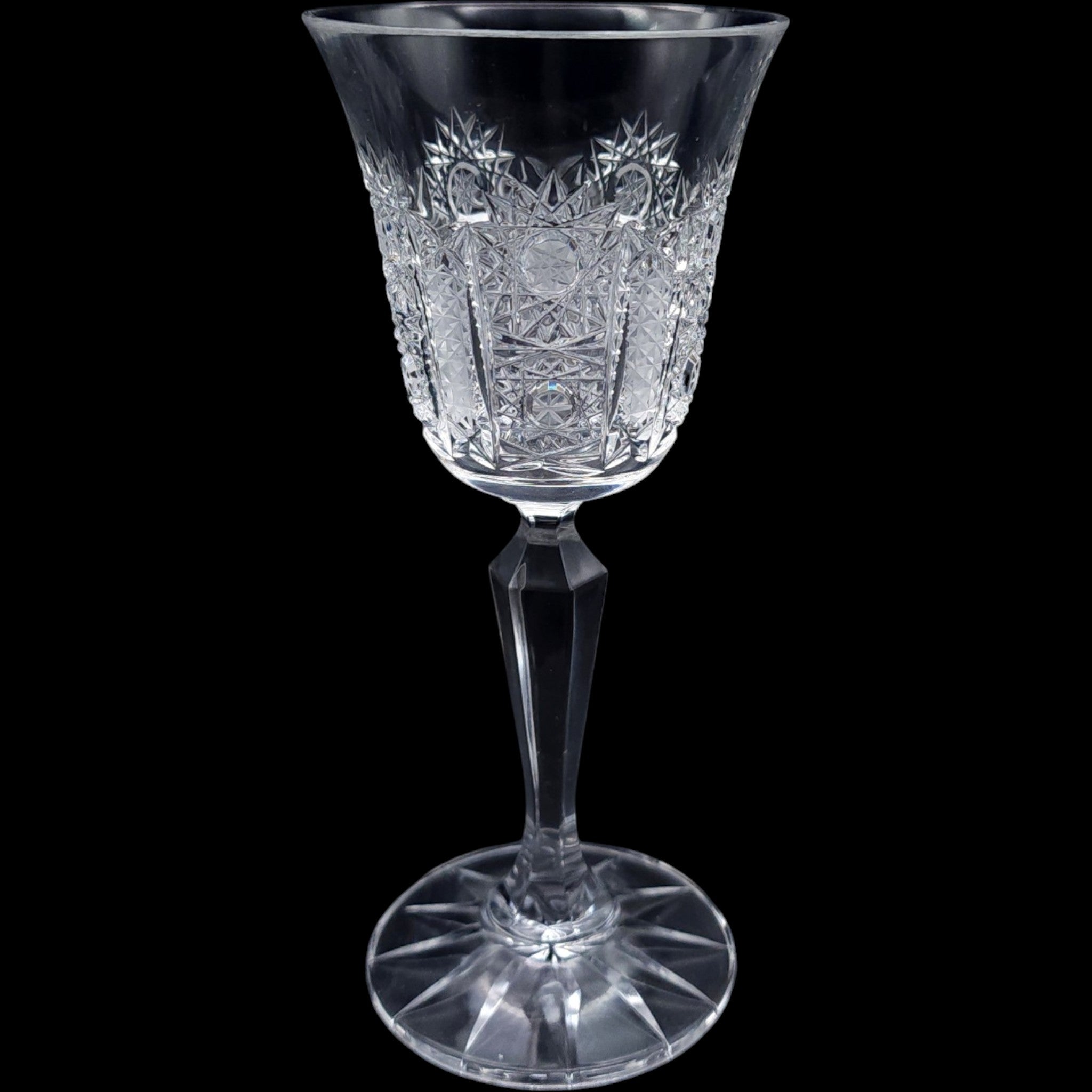 Vintage Cut Crystal Cordial Wine Glasses Set of 6