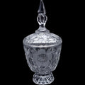 Vintage Cut Crystal Covered Footed Candy Urn Jar with Spire Lid