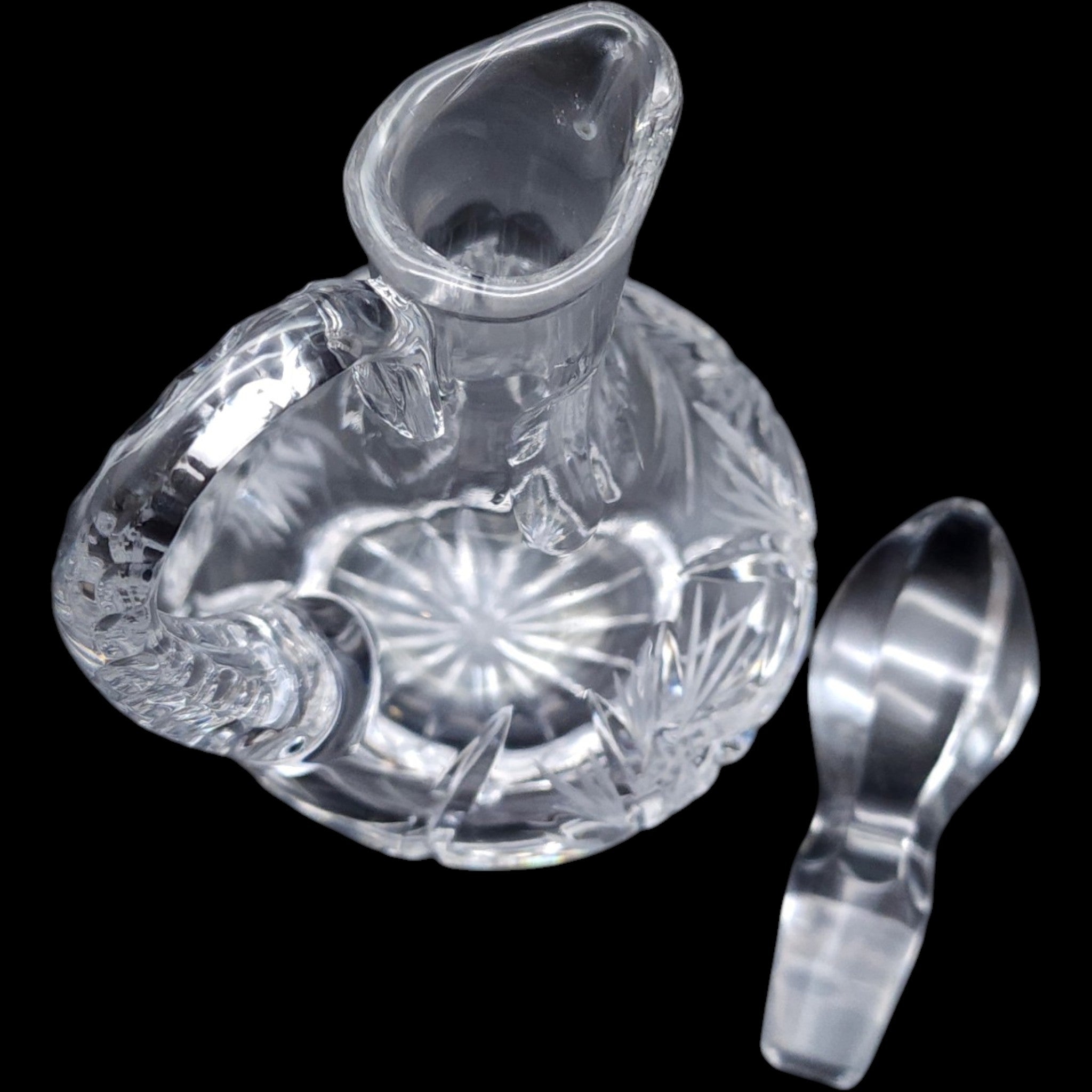 Vintage Cut Crystal Cruet Decanter with Stopper & Handle
