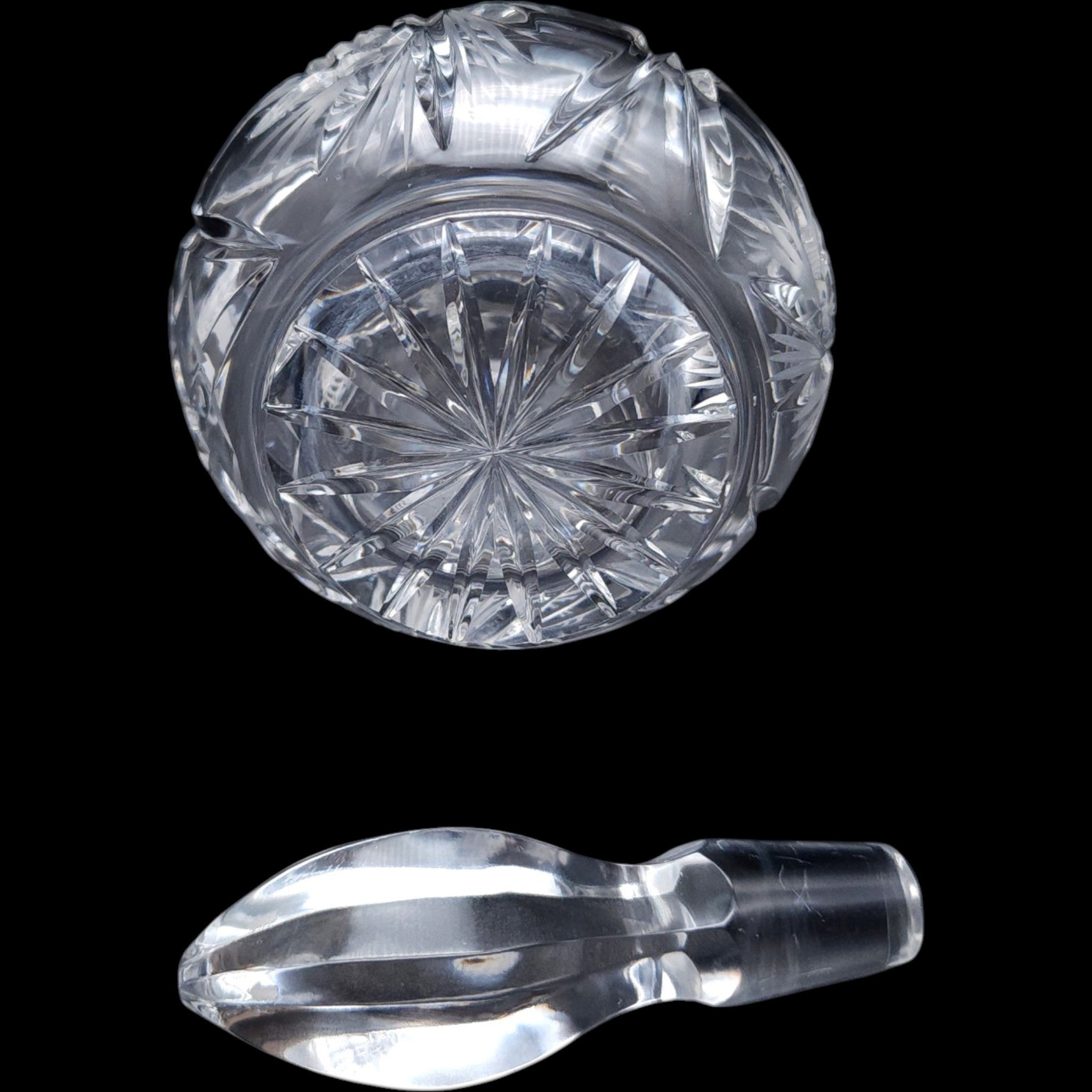 Vintage Cut Crystal Cruet Decanter with Stopper & Handle