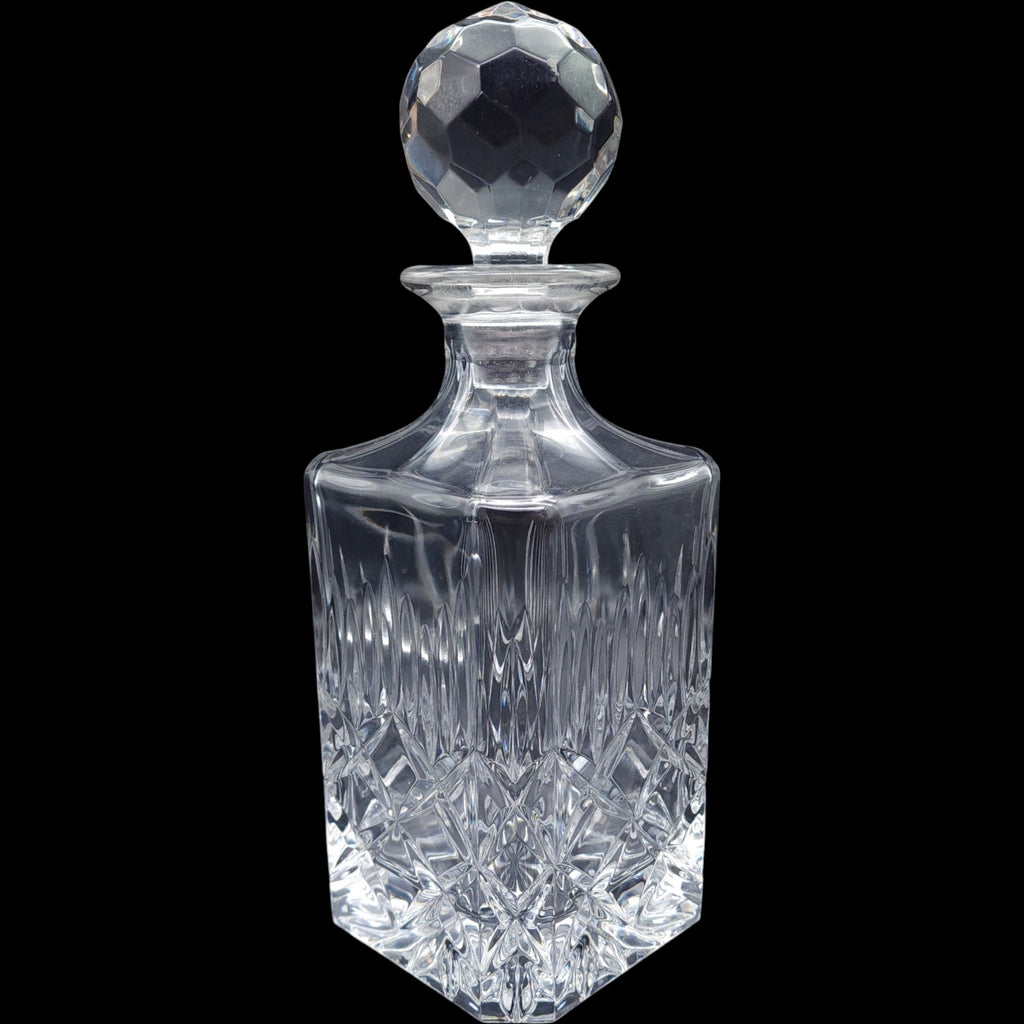 Vintage Cut Crystal Glass Liquor Decanter Diamond Cut & Faceted Stopper