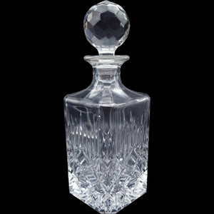 Vintage Cut Crystal Glass Liquor Decanter Diamond Cut & Faceted Stopper
