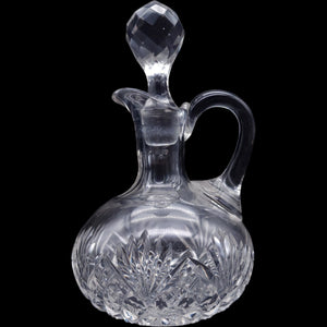 Vintage Cut Crystal Handled Cruet Pitcher with Stopper 6"