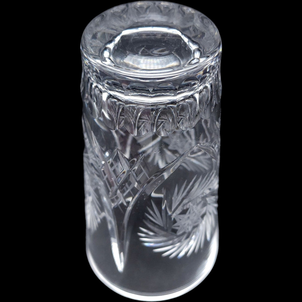 Vintage Cut Crystal Highball Tumbler Glass with Pinwheel and Star Motif