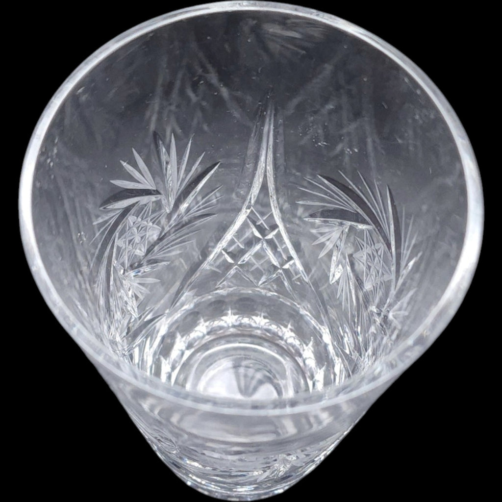 Vintage Cut Crystal Highball Tumbler Glass with Pinwheel and Star Motif