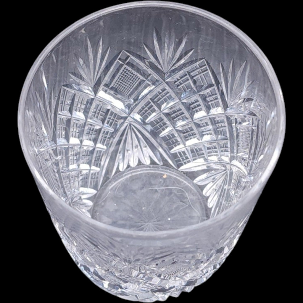 Vintage Cut Crystal Lowball Tumbler Diamond Fan Cut Glass
