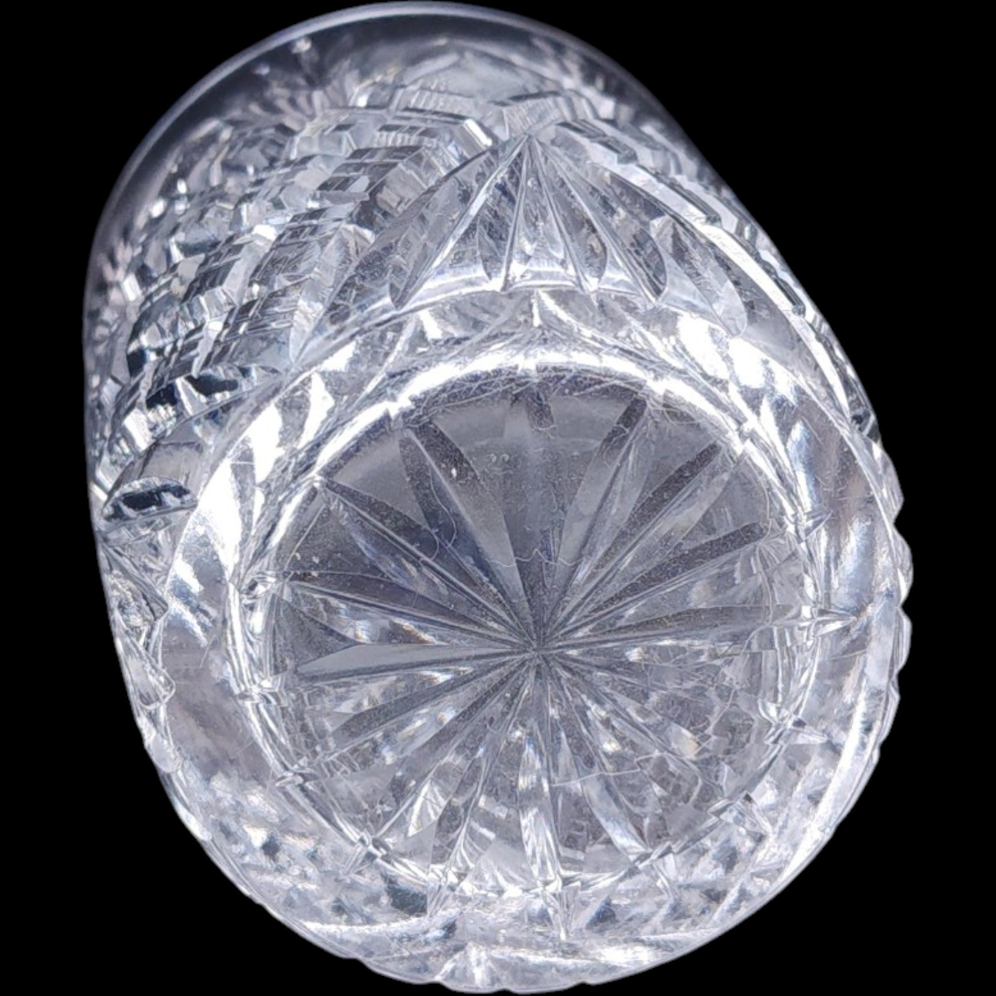 Vintage Cut Crystal Lowball Tumbler Diamond Fan Cut Glass