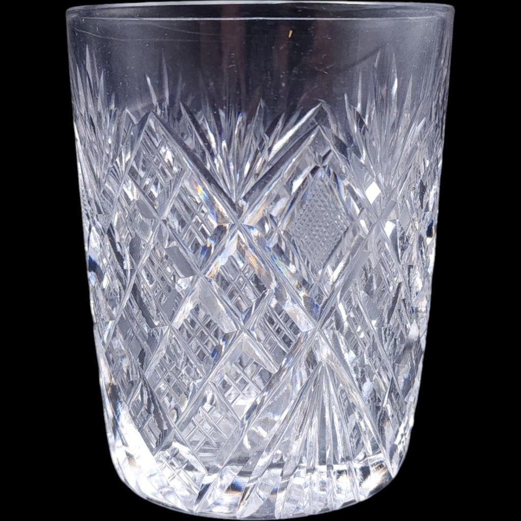 Vintage Cut Crystal Lowball Tumbler Diamond Fan Cut Glass