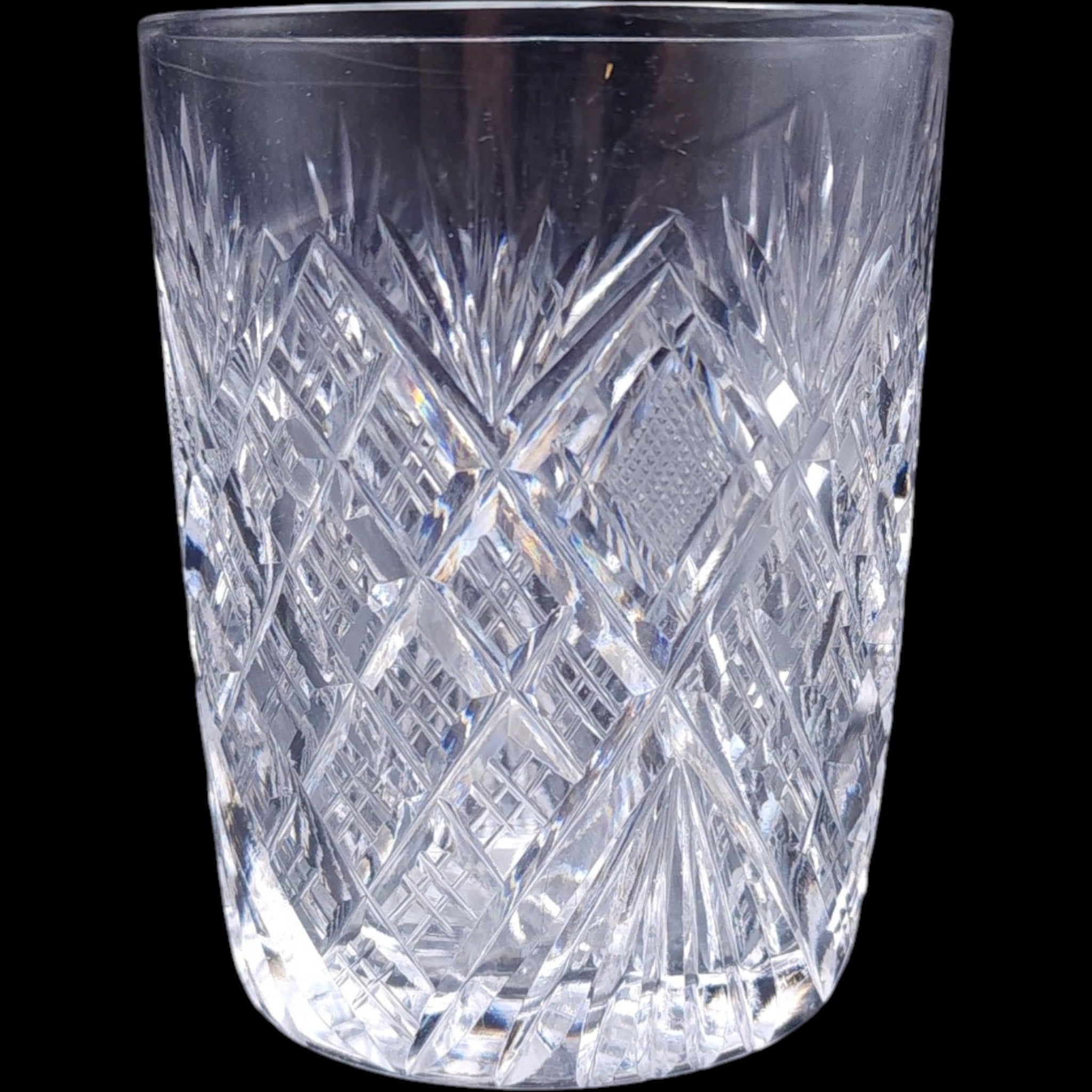 Vintage Cut Crystal Lowball Tumbler Diamond Fan Cut Glass