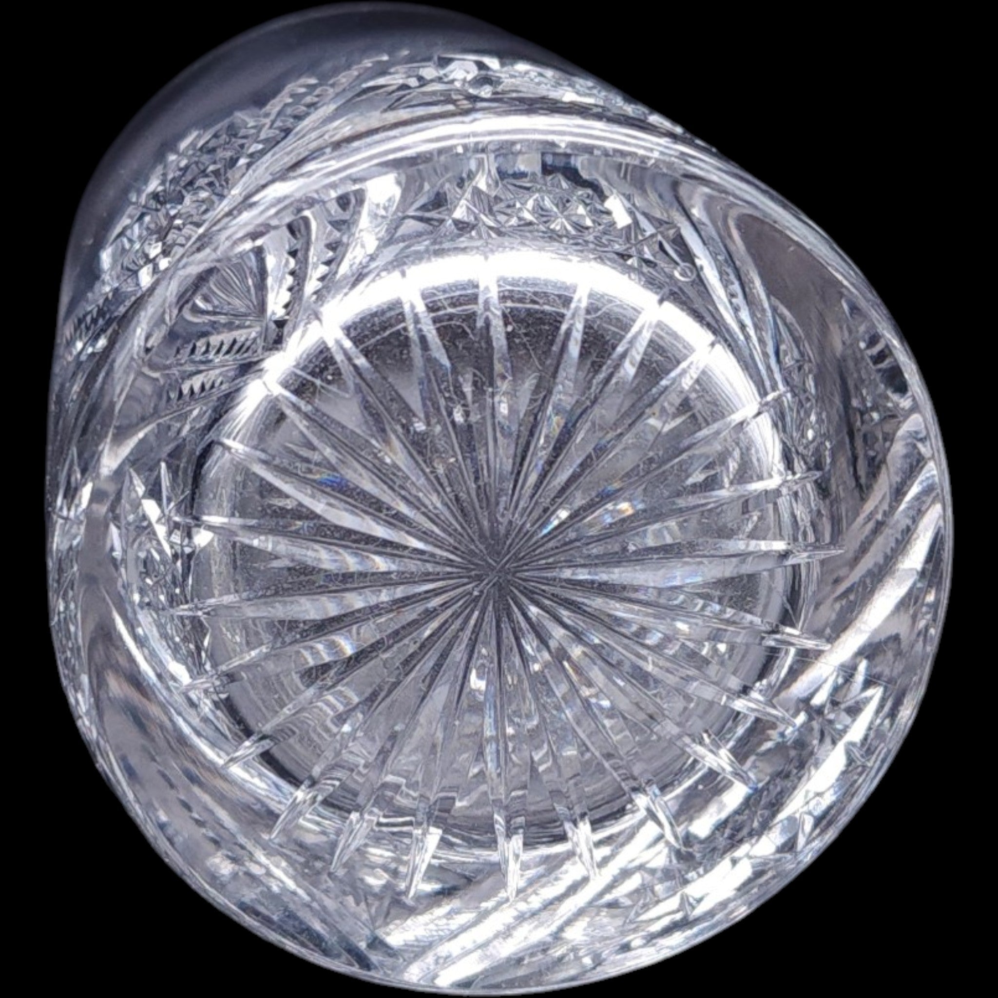 Vintage Cut Crystal Lowball Old Fashioned Starburst Diamond Rocks Glass