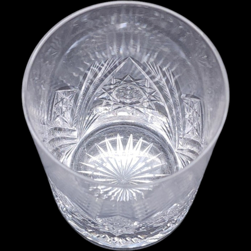 Vintage Cut Crystal Lowball Old Fashioned Starburst Diamond Rocks Glass