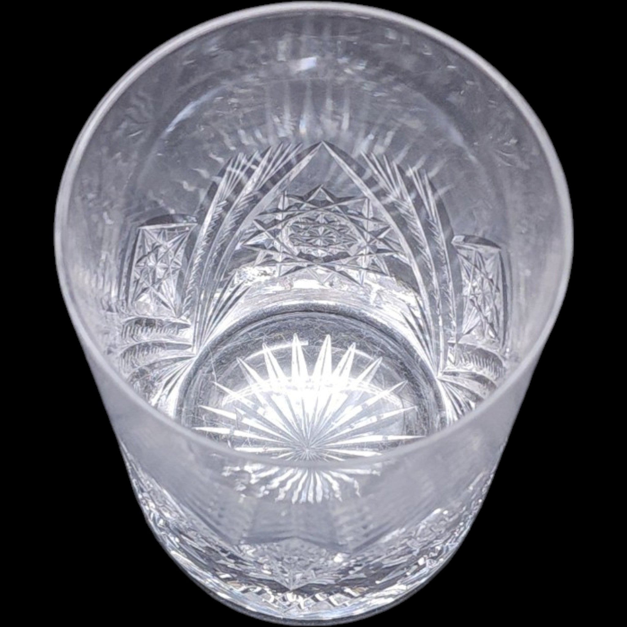 Vintage Cut Crystal Lowball Old Fashioned Starburst Diamond Rocks Glass
