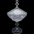 Vintage Cut Crystal Pedestal Candy Dish Covered Compote Bowl with Lid