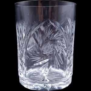 Vintage Cut Crystal Pinwheel Star Lowball Tumbler Glass