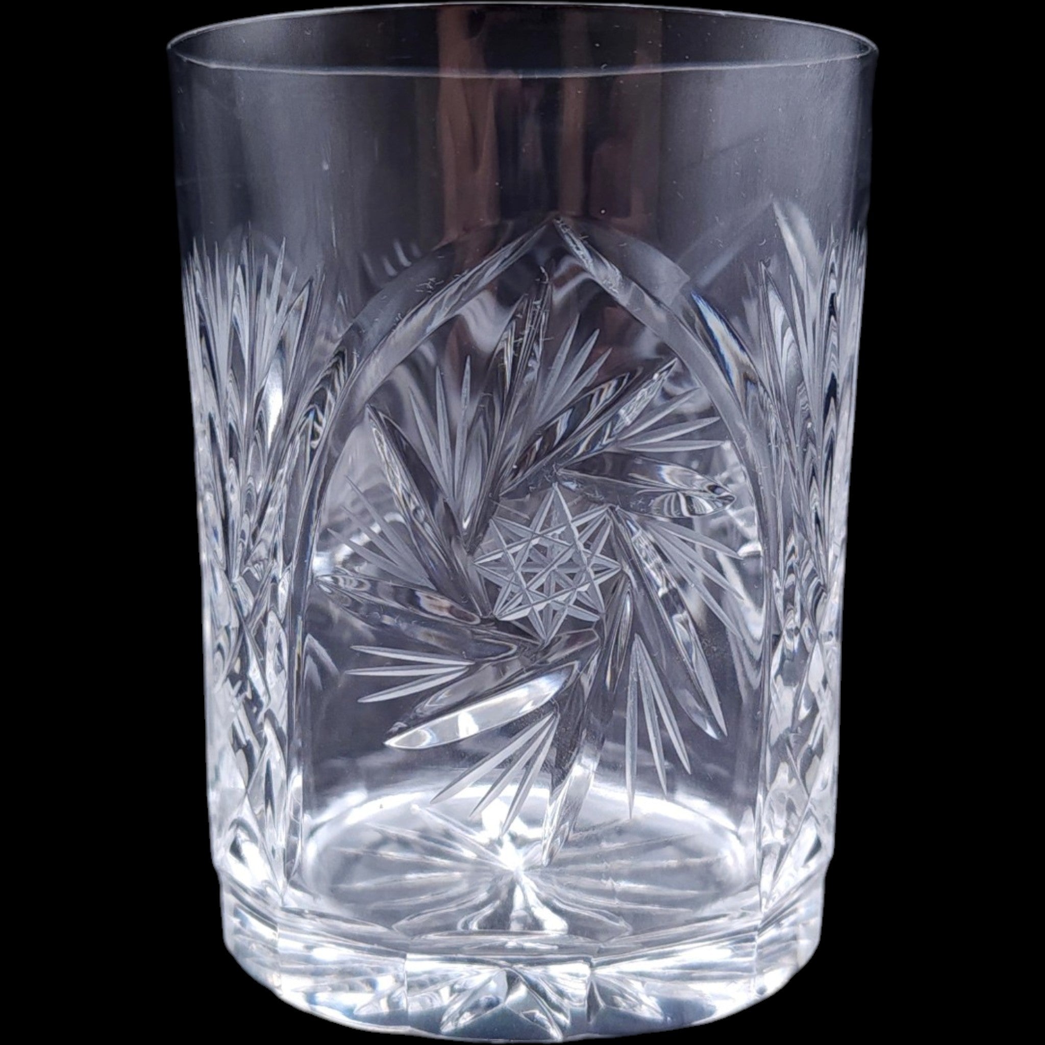Vintage Cut Crystal Pinwheel Star Lowball Tumbler Glass