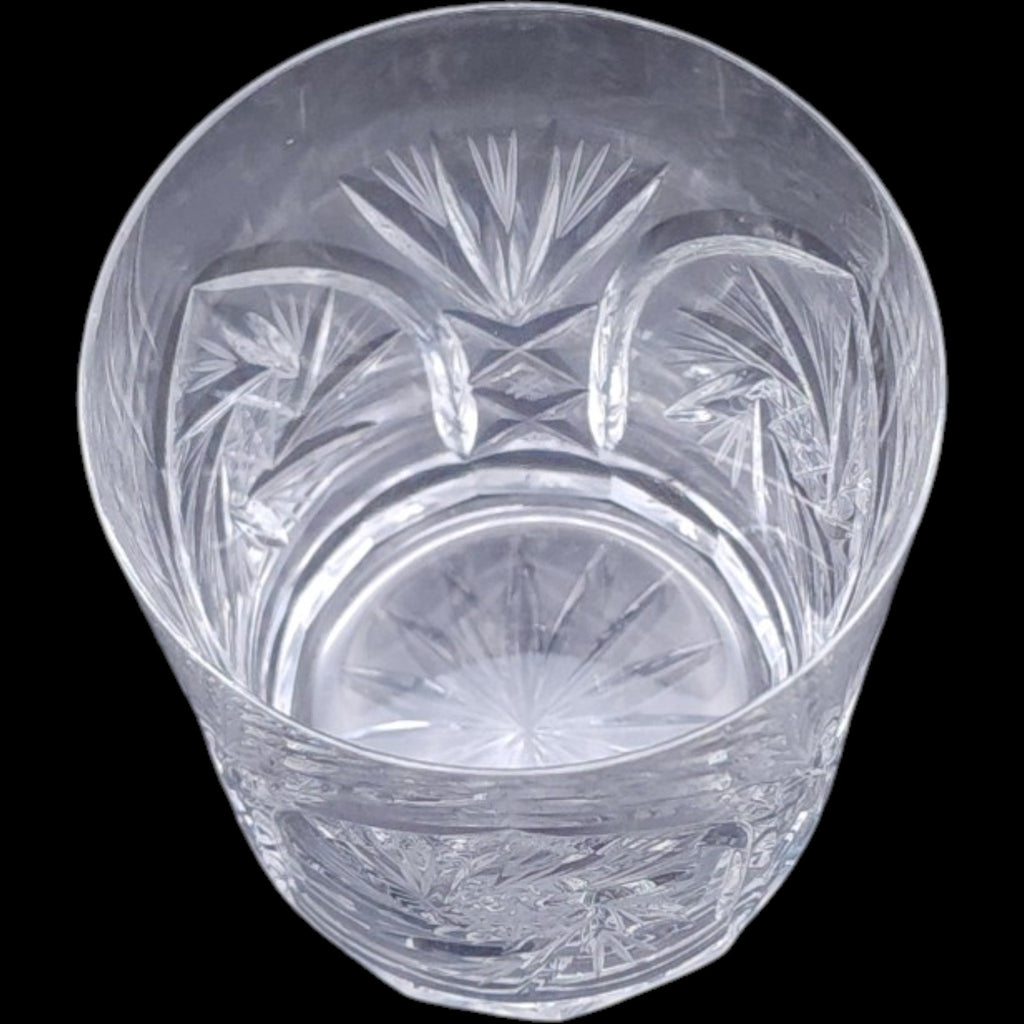 Vintage Cut Crystal Pinwheel Star Lowball Tumbler Glass
