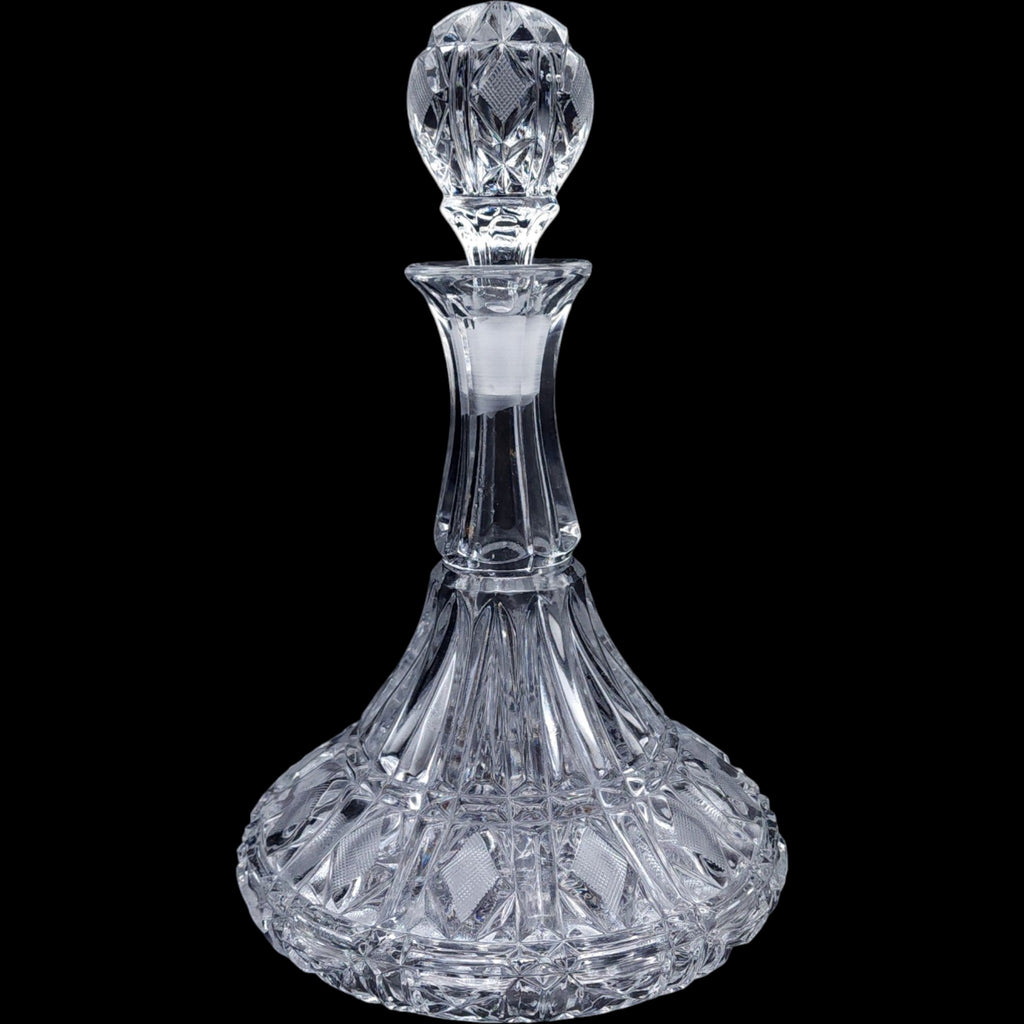 Vintage Cut Crystal Ships Wine Spirits Decanter with Stopper